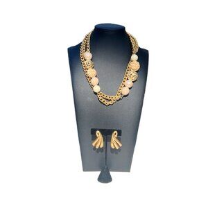 Givenchy Gold-Tone Necklace & Earrings Set With Beads & Woven Accents